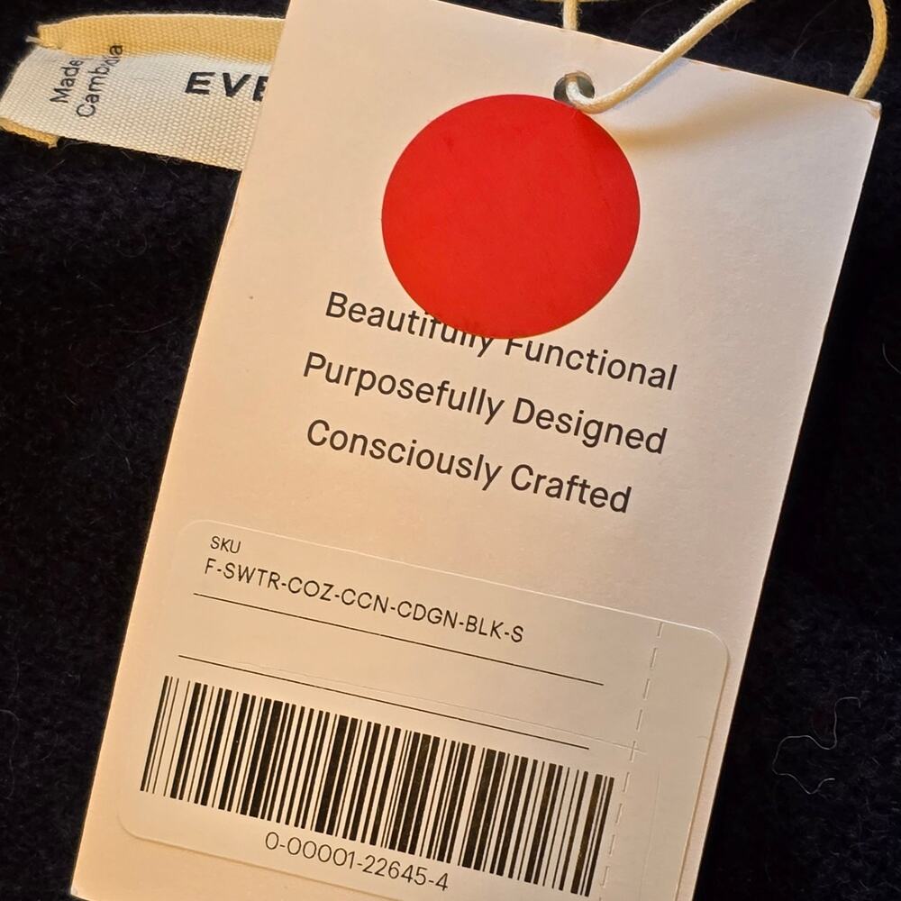 Everlane The Cocoon Cardigan Womens Small Black Cotton Wool Blend Neutral NWT - Picture 7 of 10